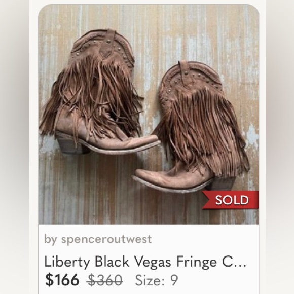 Liberty Black Womens 9M Vegas Fringe Boho Cowboy Boots Luxury Leather Boot Brown - Picture 11 of 14